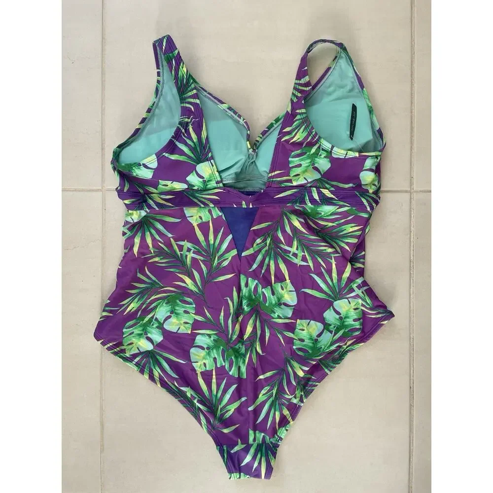 Adore Me Swim One Piece Swimsuit Nayla Palm Leaf Print Swimwear Summer